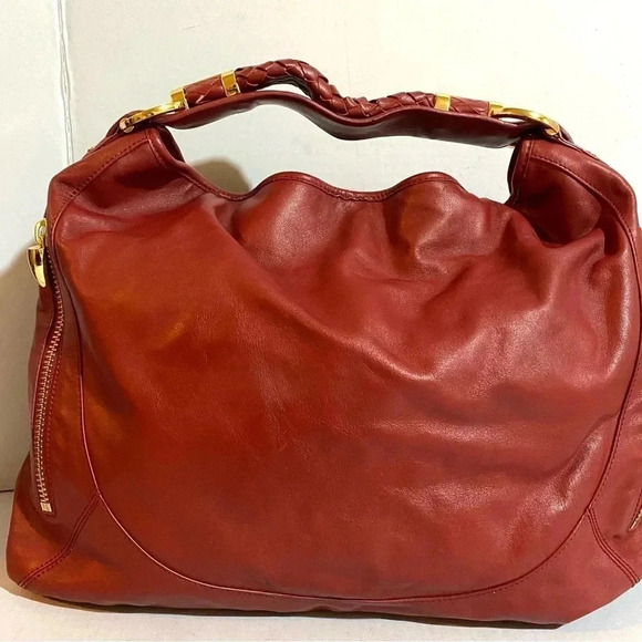 Rachel Zoe red leather tote handbag